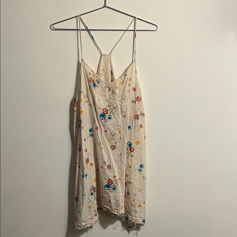 Leith Beige Dress with Orange and Yellow Floral Design